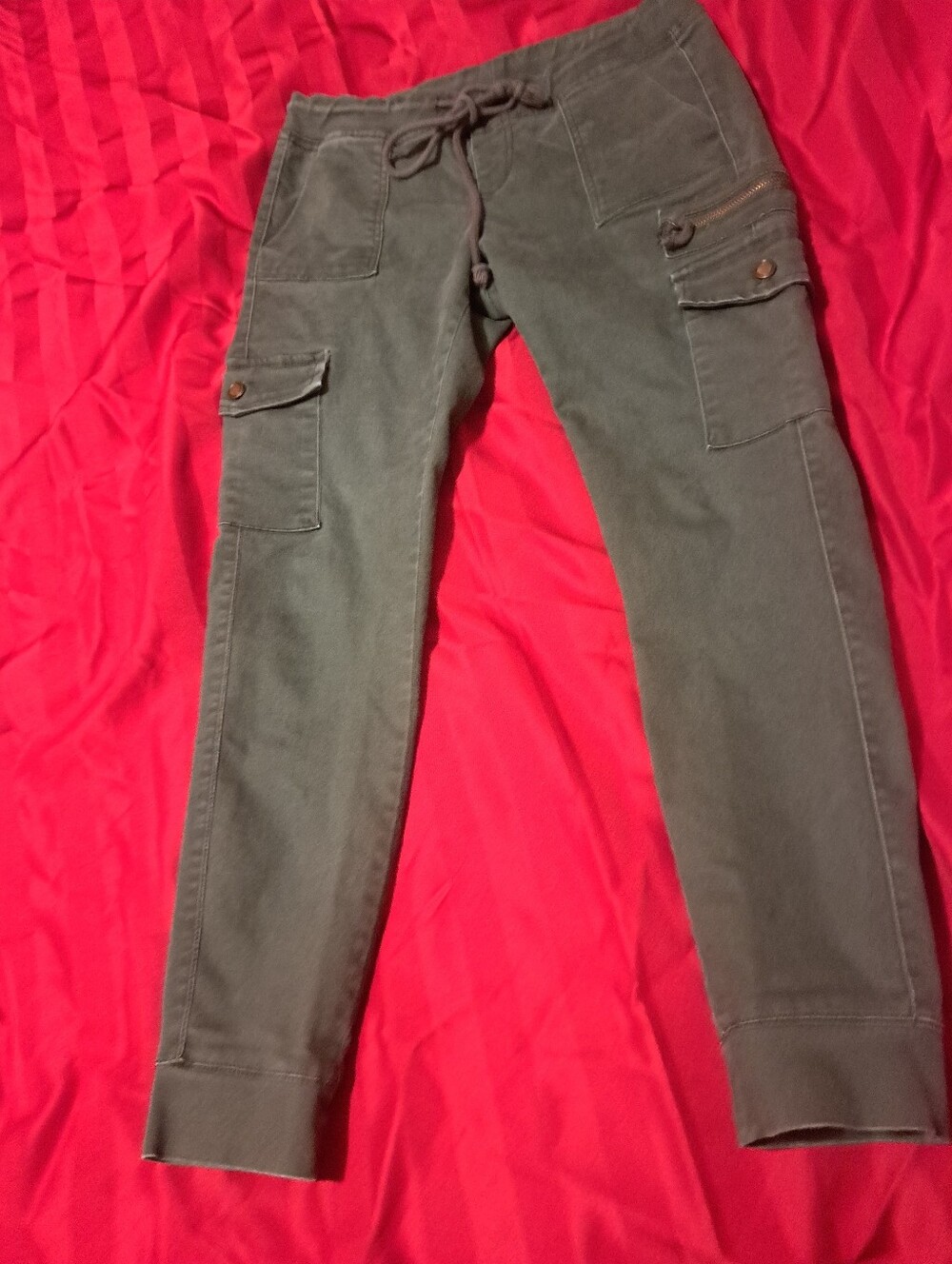 Women Cargo Jogger Pants - Olive Green